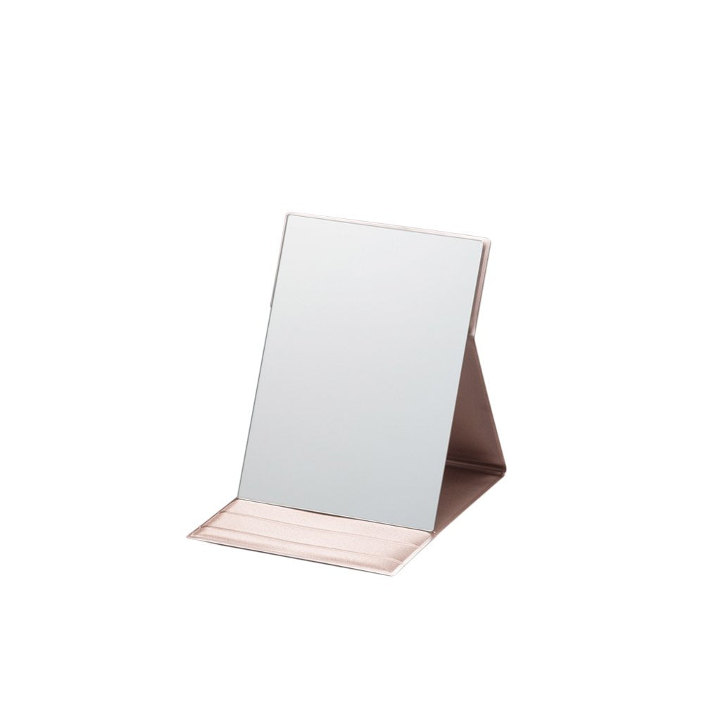 Pro Model Folding Makeup Mirror, Frameless Polished Glass with a Cushioned Fold-Out Cover, 4 Sizes, Black or Pink