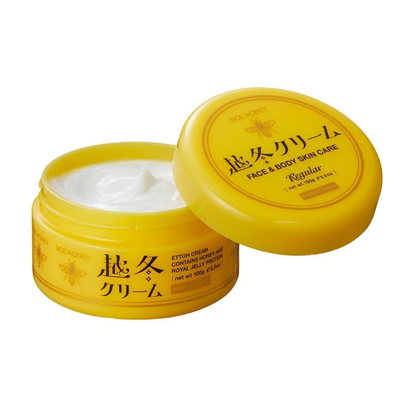 BEE HONEY Winter Honey Cream N, Rich Face and Body Cream with Honey and Royal Jelly Protein, Honeysuckle Scent, 220 g Jar, 100 g Jar or 30 g x 3 Tubes
