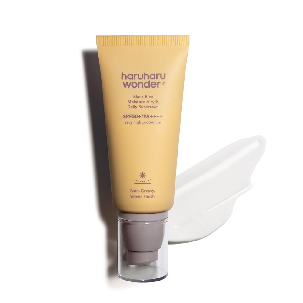 Haruharu Wonder Black Rice Moisture Airyfit Daily Sunscreen SPF50+ PA++++, Fragrance-Free Sun Cream with Niacinamide and Ceramide, 50 mL