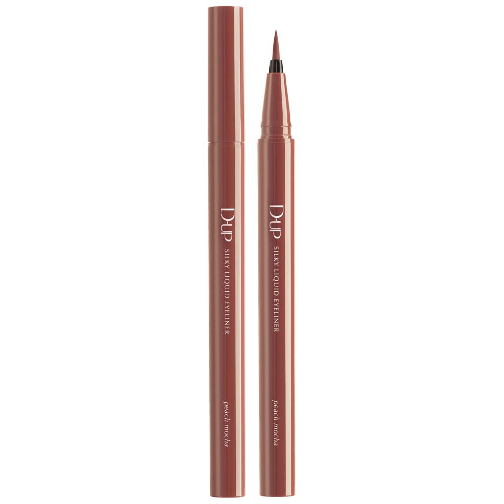 D-UP Silky Liquid Eyeliner, 0.1 mm Ultra-Fine Brush Tip, Waterproof Smudge-Resistant Liquid Eyeliner in 7 Shades, Made in Japan