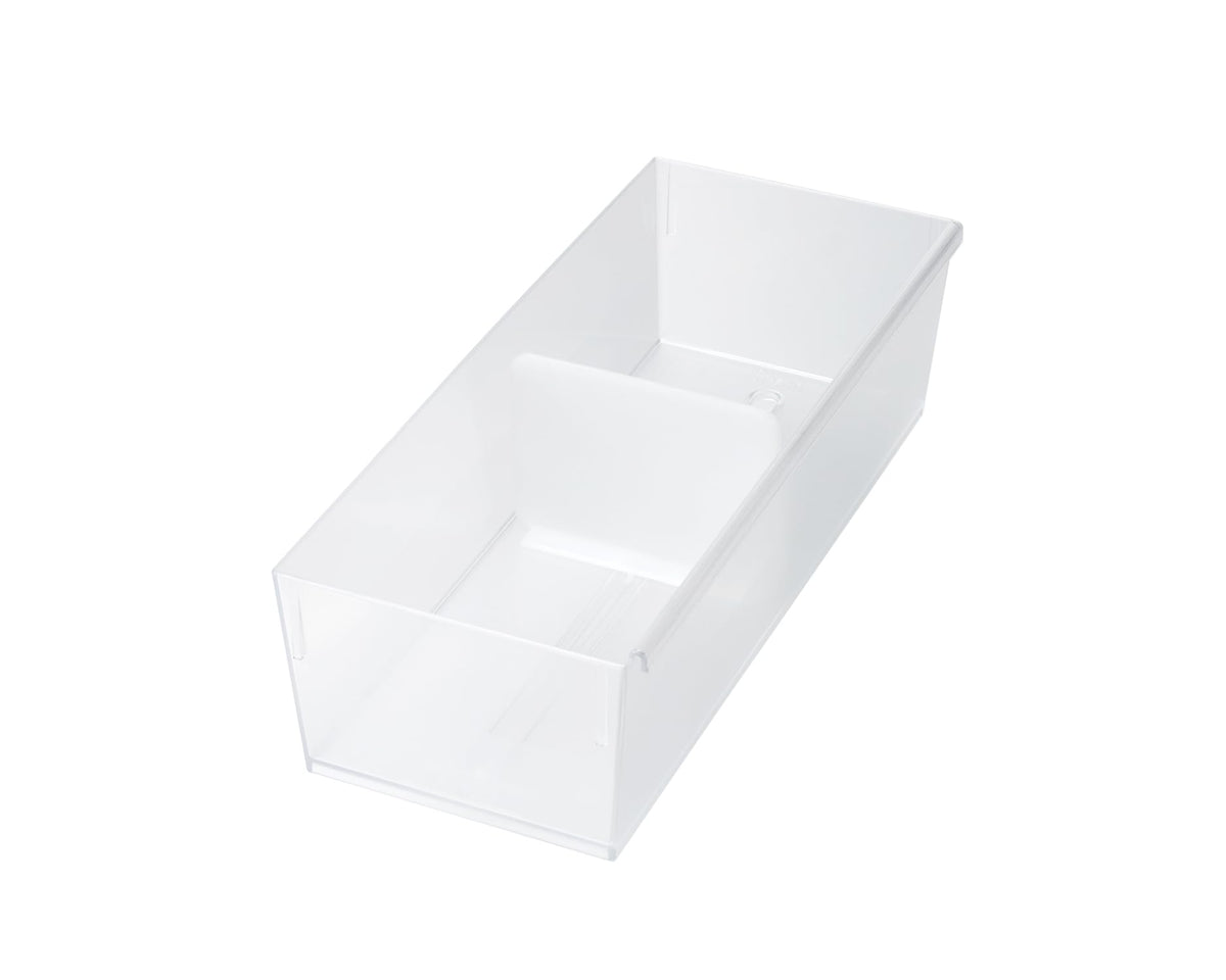 like-it Drawer Inner Lingerie Case, Divided Tray with Two Sliding Dividers, 14 x 33 x 9.5 cm and 325 g, Made in Japan, White, Clear or Brown