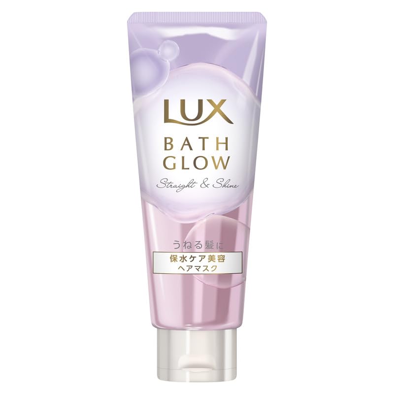Bath Glow Straight and Shine Hair Mask, Rinse-Off Water-Retention Treatment for Wavy Hair with Jelly-Like Penetrating Water Jelly, Damask Rose and Cassis Scent, 200 g Tube