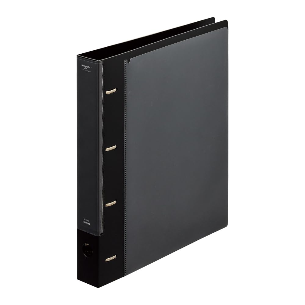 Lihit Lab Collection Ring File, Mini, A5, A5 Wide, A4, A4 Wide or A4 Super-Wide with 2 or 4 Rings and Polypropylene Cover for Cards, Photos and Papers, Jet Black or Milky White