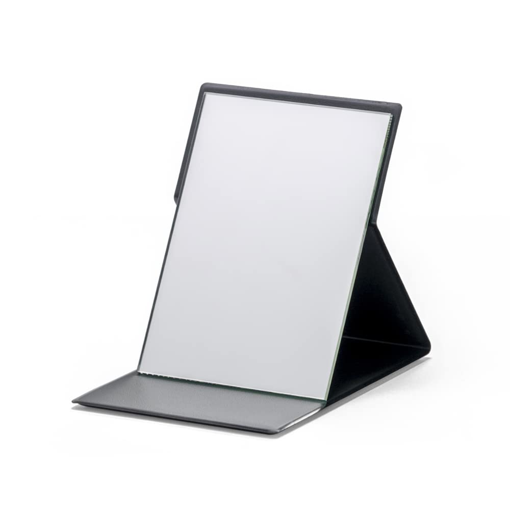 Horiuchi Mirror Pro-Model Folding Standing Mirror, Frameless Lightweight Makeup Mirror in S, M, L and LL Sizes, White or Black, Made in Japan