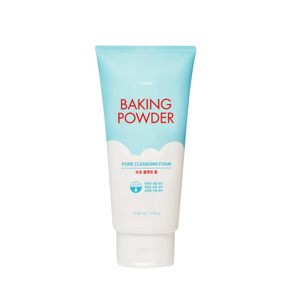 ETUDE Baking Powder Pore Cleansing Foam, Scrub Face Wash with Sodium Bicarbonate, 160 g