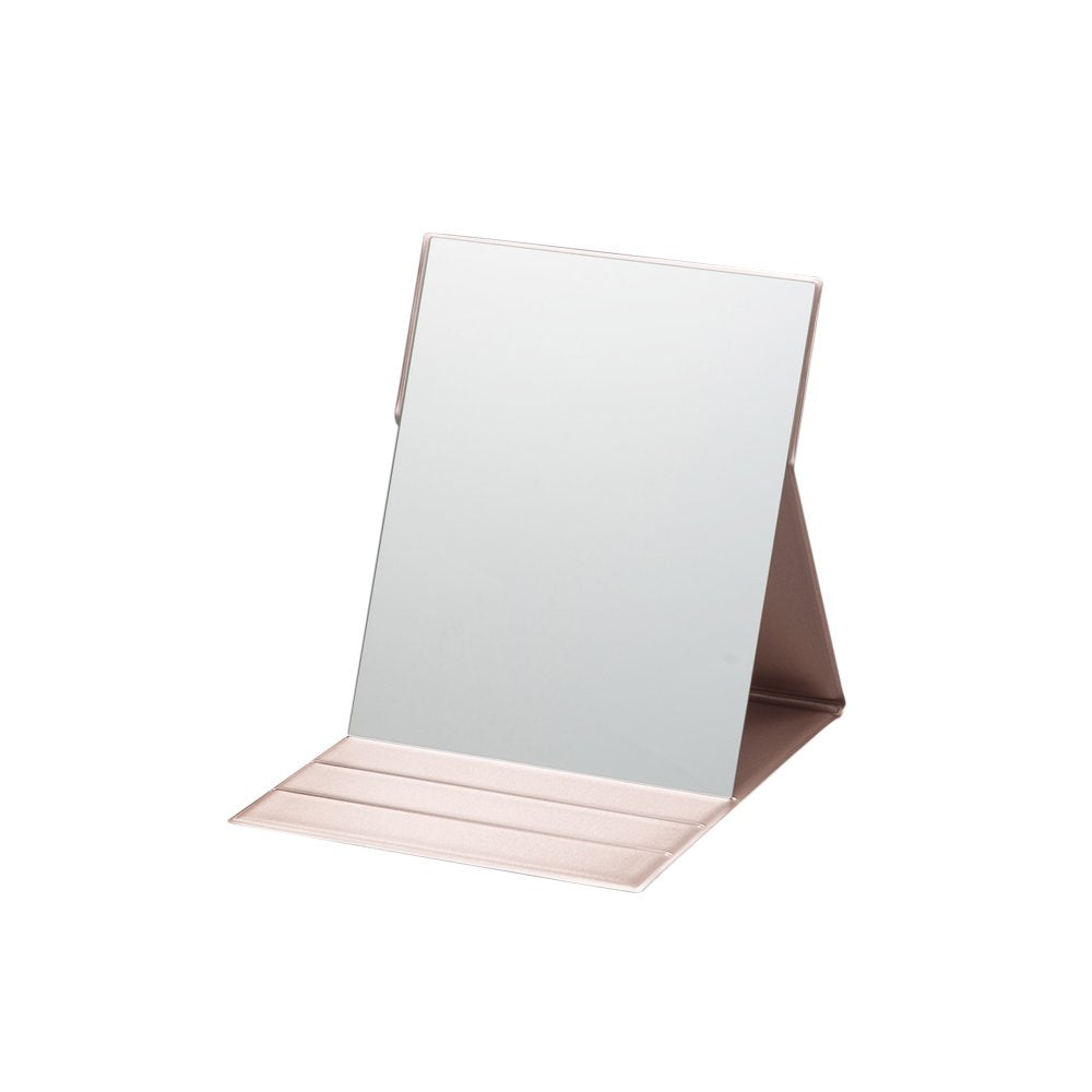 Pro Model Folding Makeup Mirror, Frameless Polished Glass with a Cushioned Fold-Out Cover, 4 Sizes, Black or Pink