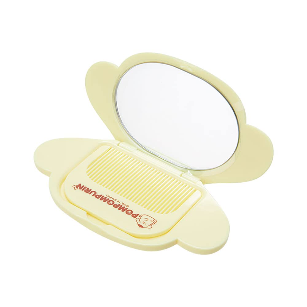 Sanrio Character Face-Shaped Folding Mirror and Comb Set, Compact Pocket Mirror, 7 Characters