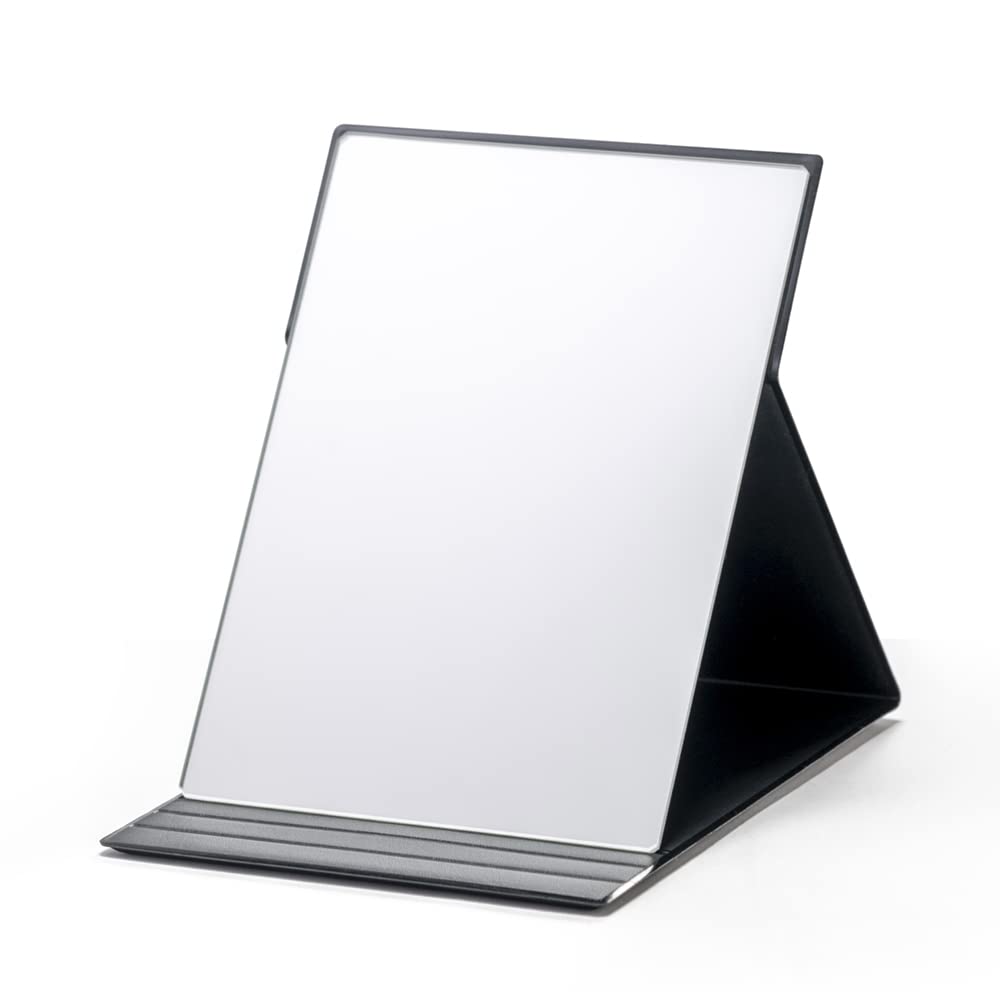 Horiuchi Mirror Pro-Model Folding Standing Mirror, Frameless Lightweight Makeup Mirror in S, M, L and LL Sizes, White or Black, Made in Japan