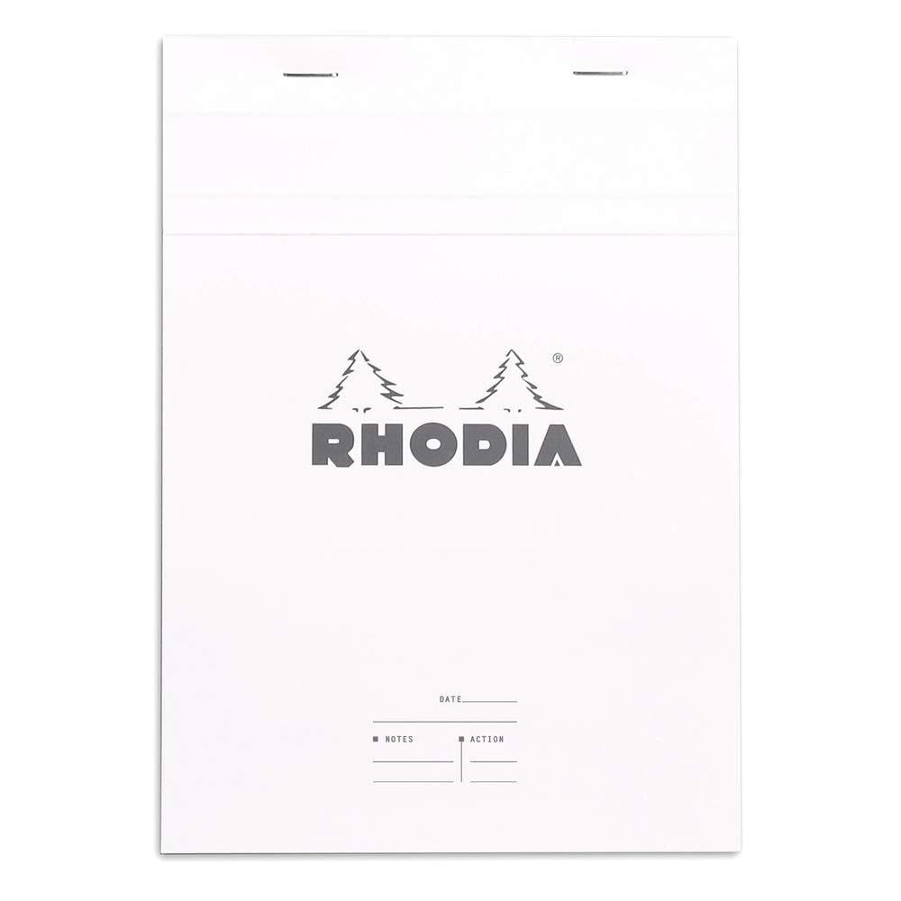 Rhodia Block Notepads, 80 Sheets with Water-Repellent Cover and Micro-Cut Perforation, Sizes No.10 to No.19 and A3+, Grid, Lined or Meeting Rule, Orange, Black or White, 1 to 5 Pads