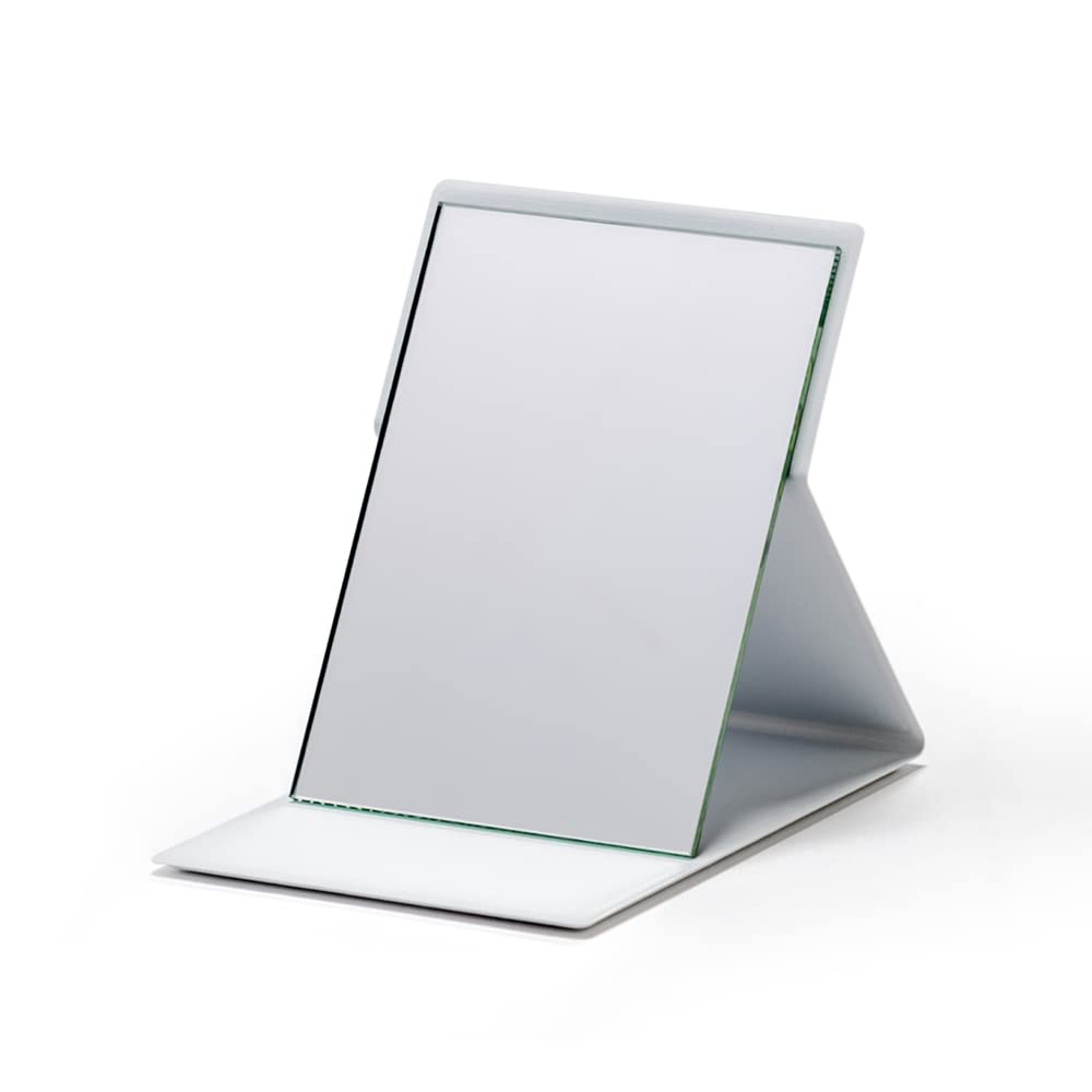 Horiuchi Mirror Pro-Model Folding Standing Mirror, Frameless Lightweight Makeup Mirror in S, M, L and LL Sizes, White or Black, Made in Japan