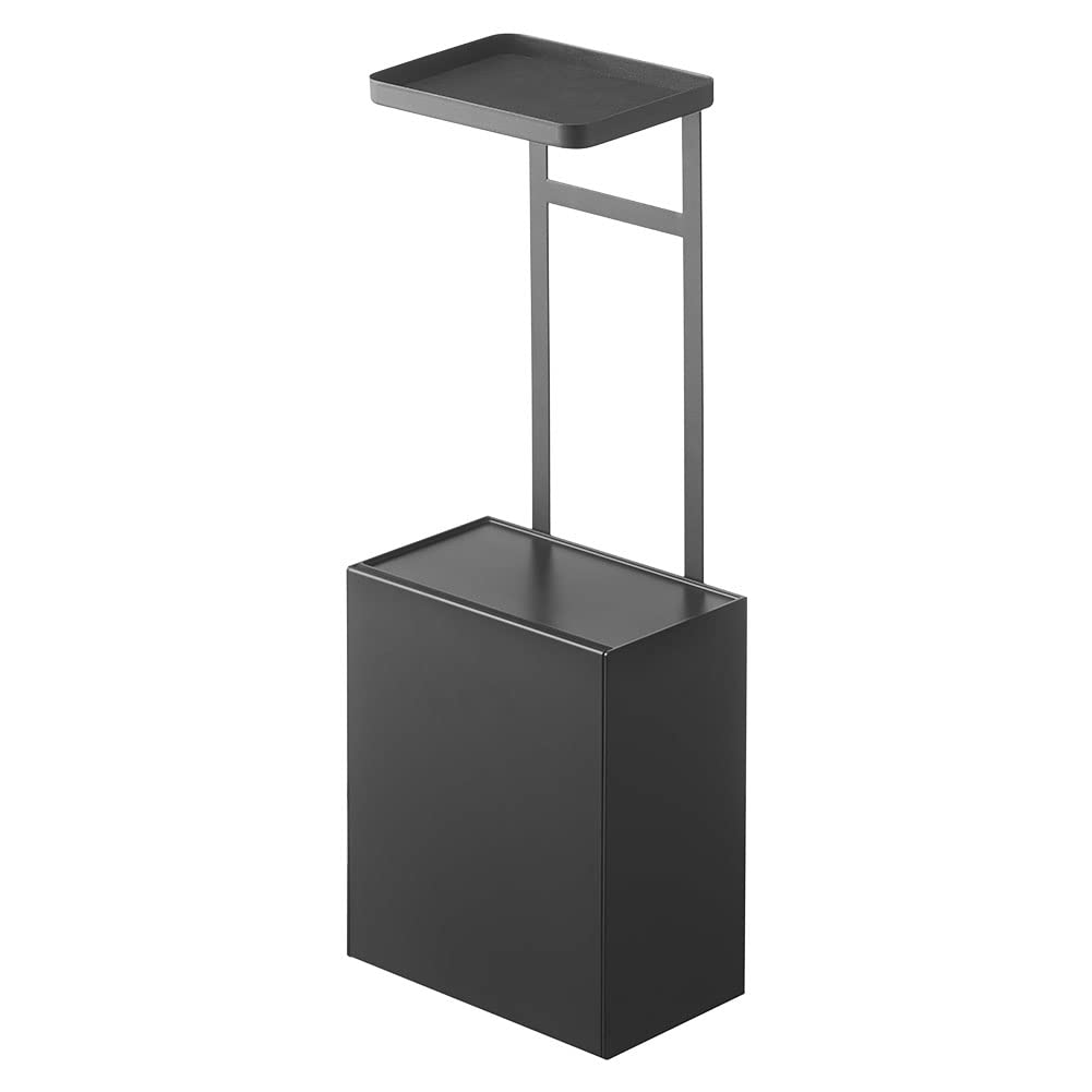Yamazaki Tower Toilet Paper Holder Top Rack 2-Tier, Steel Tray and Spare Roll Hanger for Screw-On Holders, 17 x 12.5 x 30 cm and 435 g, White or Black