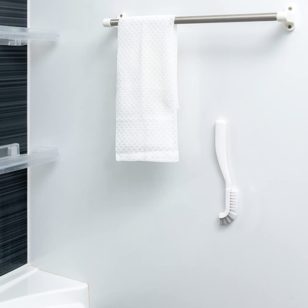 Azuma smart Bathroom Crevice Brush, Slim Brush with Hard Tip and Soft Bristles and Magnet Storage, 5.1 x 1.7 x 22 cm, White, Dark Grey or Ice Blue