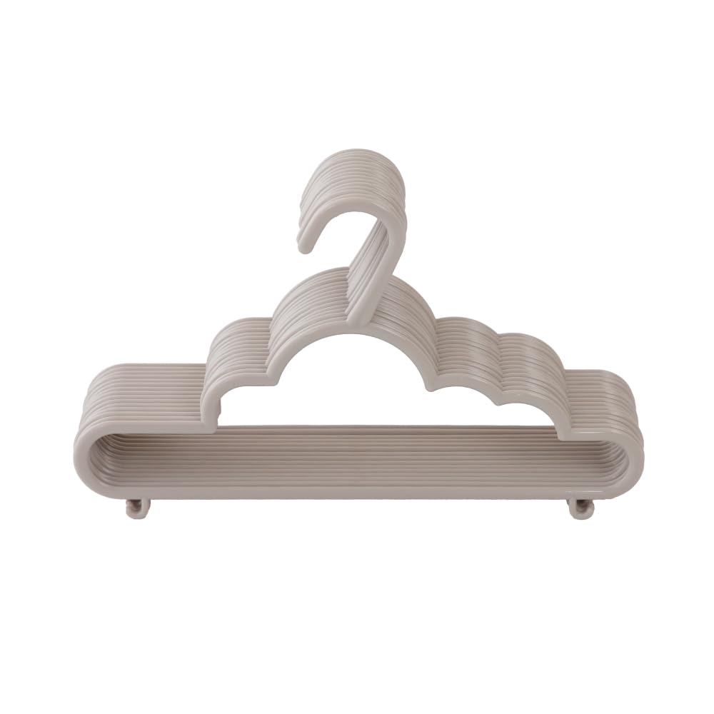 PUPPAPUPO Cloud-Shaped Baby and Kids Hangers, Set of 15, 30 x 19 cm Slim 0.4 cm Polypropylene Laundry Hangers in White, Multi or Greige