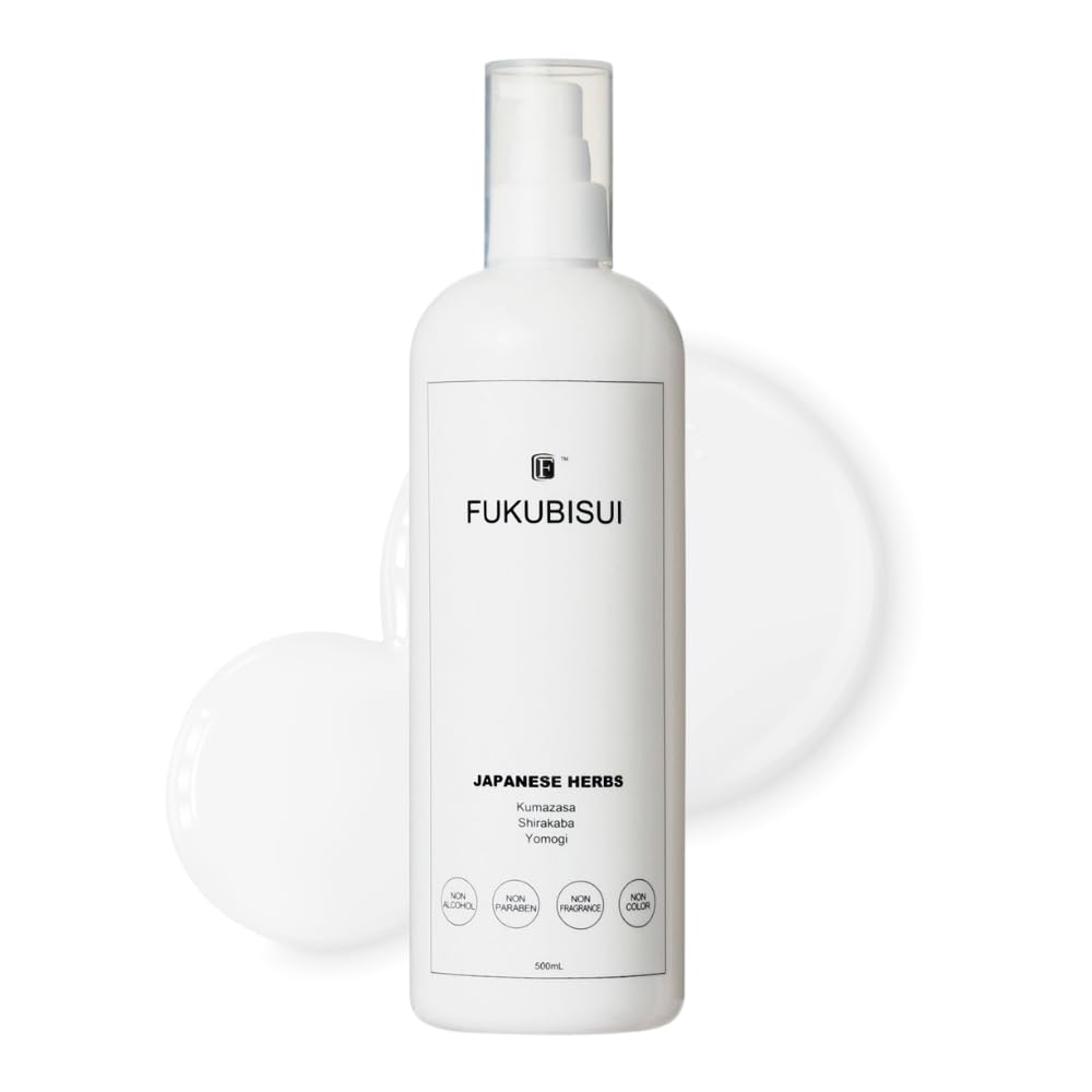 Fukubisui Facial and Body Lotion, 500 mL Pump Bottle, Japanese Herbs Lotion with Mugwort, Bamboo Grass and Birch Sap