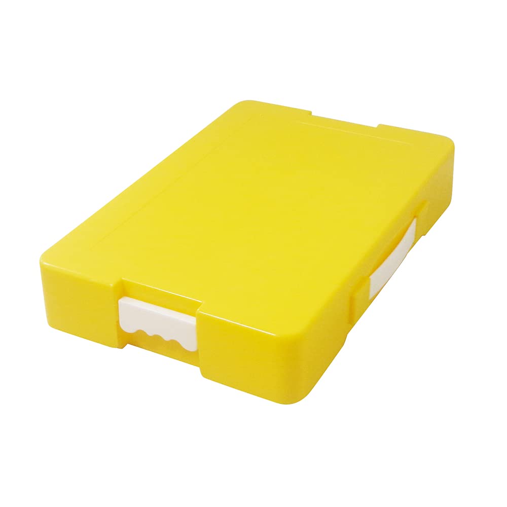 Debika Connectable Snap School Tool Box 04144, A4-Size Lid and Base with 2 Dividers, Name Sticker and Carry Handle, 34.5 x 24 x 6.5 cm, Blue, Pink, Yellow or Purple