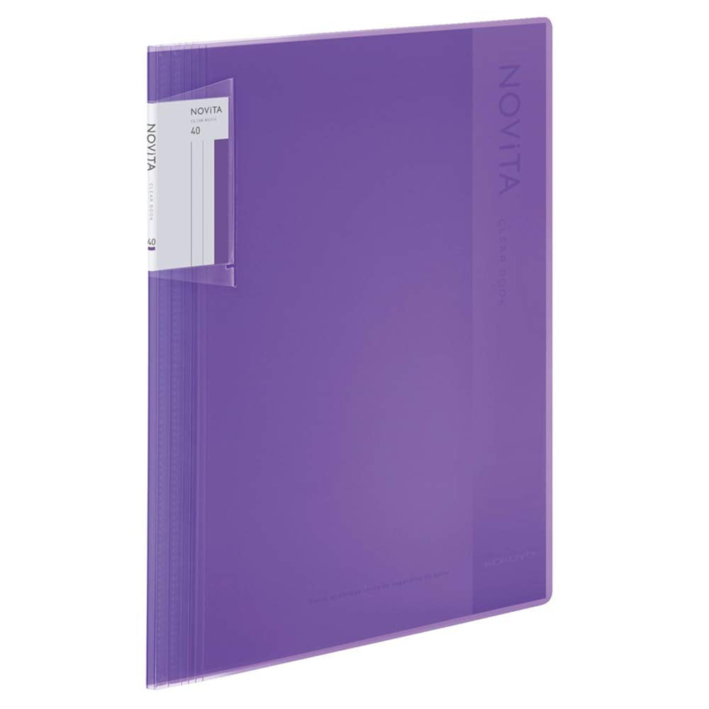 Kokuyo Novita Clear Book, Fixed Type A4-S with 40 Pockets for 500 Sheets, Spine Stretches 8 to 50 mm, 307 x 251 mm, Recycled PP Cover, Nine Colours