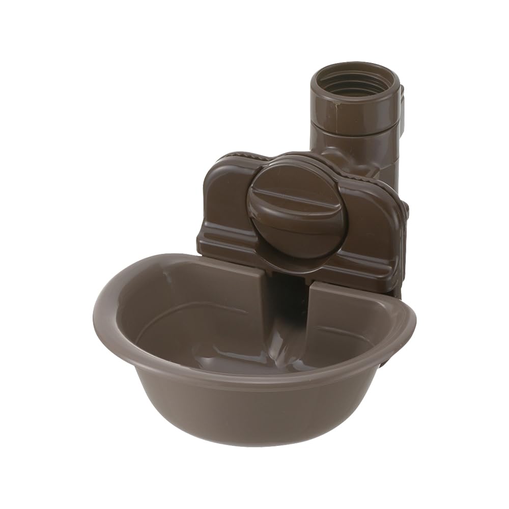 Richell Dog Water Dish S, Cage-Mounted Dish-Type Water Feeder for Plastic Bottles, 17.5 x 11.9 x 9.6 cm, 130 g in Ivory or Dark Brown