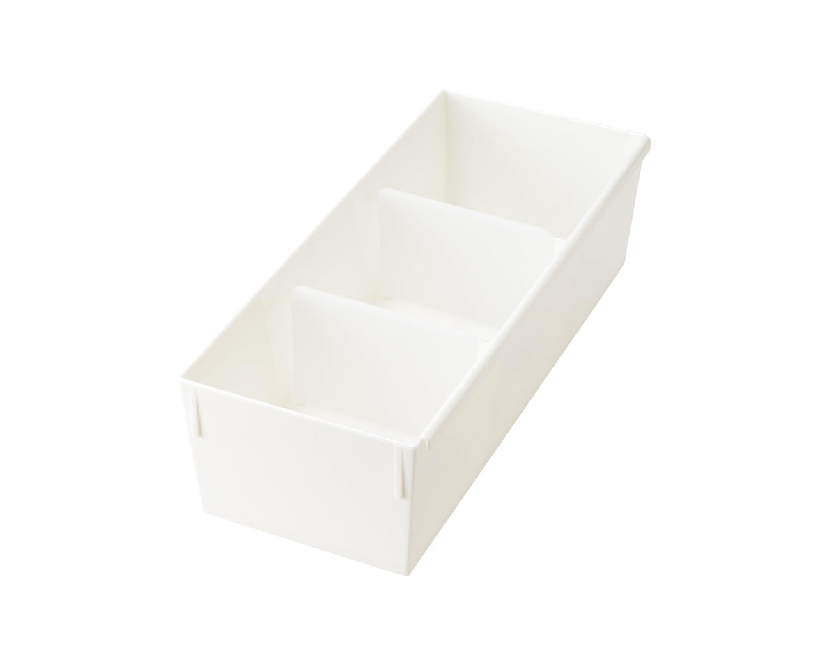 like-it Drawer Inner Lingerie Case, Divided Tray with Two Sliding Dividers, 14 x 33 x 9.5 cm and 325 g, Made in Japan, White, Clear or Brown