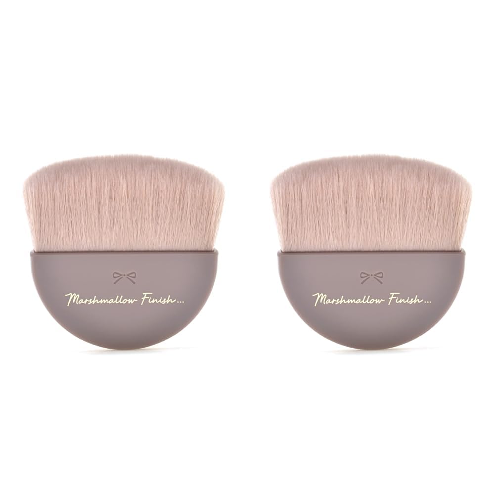 Canmake Marshmallow Finish Powder Brush, Compact Round Face Brush that Fits Inside the Powder Case for a Matte Skin Finish
