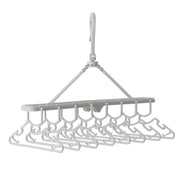 PUPPAPUPO Folding 8-Hanger Laundry Rack for Baby and Kids Clothes, 360-Degree Rotating Hook, 41.5 x 29 x 53 cm Polypropylene in Gray or White