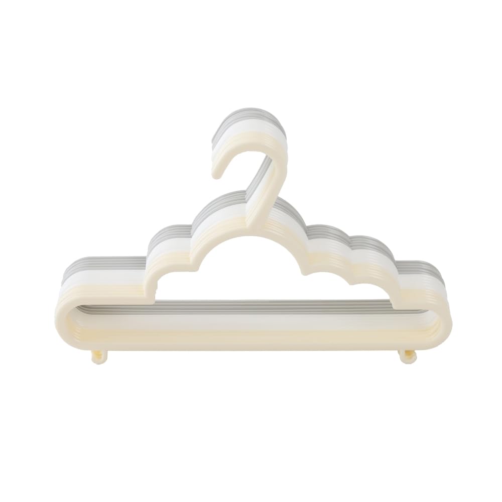PUPPAPUPO Cloud-Shaped Baby and Kids Hangers, Set of 15, 30 x 19 cm Slim 0.4 cm Polypropylene Laundry Hangers in White, Multi or Greige