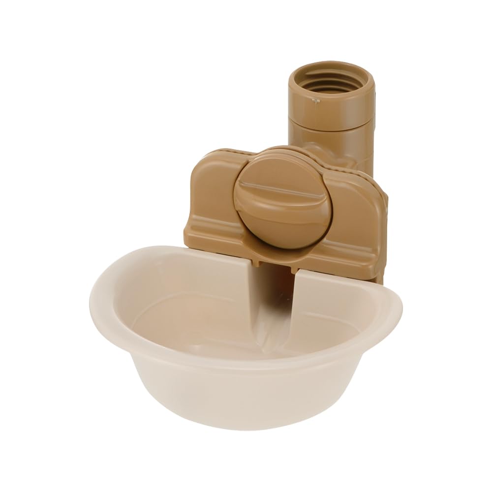 Richell Dog Water Dish S, Cage-Mounted Dish-Type Water Feeder for Plastic Bottles, 17.5 x 11.9 x 9.6 cm, 130 g in Ivory or Dark Brown