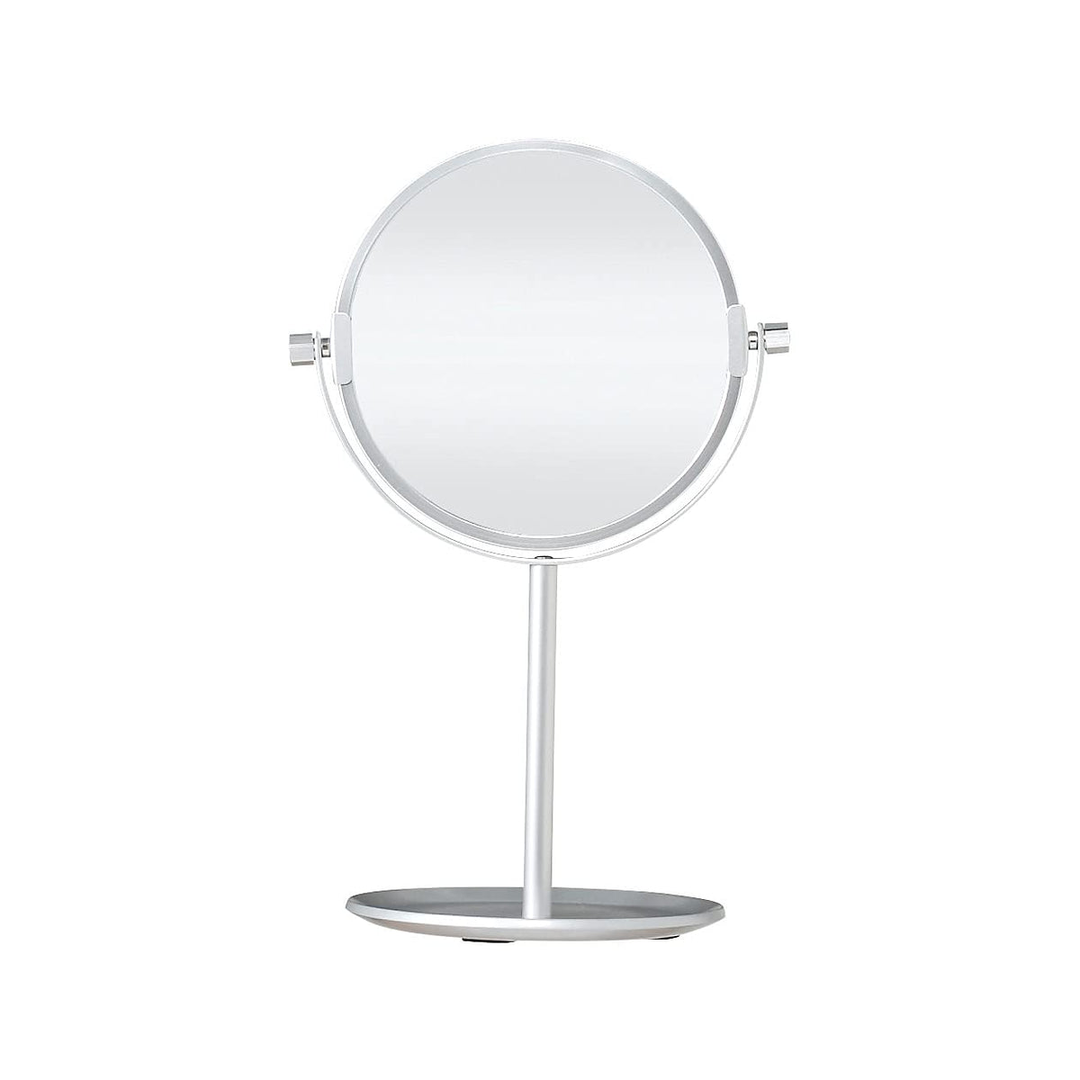 MUJI Aluminium Compact Mirror with Tray Base, Tilting Round Standing Mirror in Large (20.5 x 18 x 40-51 cm) or Small (17 x 14 x 27 cm)