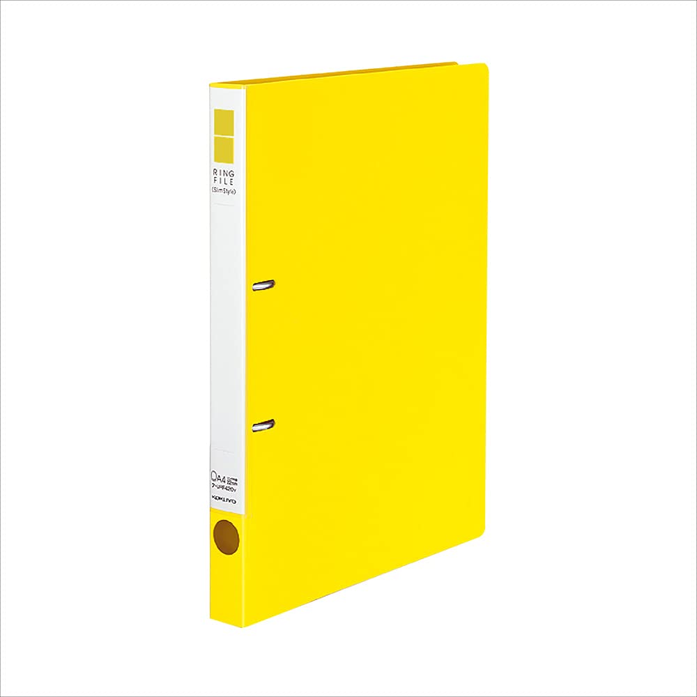 KOKUYO Slim Style Ring File A4 2-Hole 180 Sheets, 22 mm Ring, 307 x 243 x 27 mm, 158 g in Yellow-Green, Blue, Green, Yellow, Red or Dark Gray
