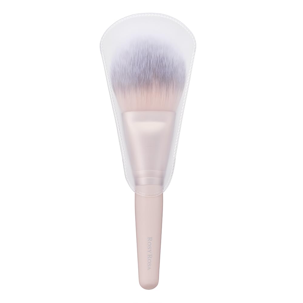Rosy Rosa Powder Fan Brush PK, Fan-Shaped All-Powder Makeup Brush with Fine Tips and Soft Cover, Pink