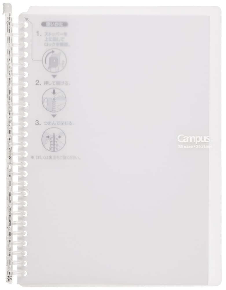 KOKUYO Campus Smart Ring Loose-Leaf Binder 60, Slim Fold-Back Cover B5 26-Hole for Up to 60 Sheets, 270 x 208 x 17 mm, Clear, Pink, Blue, Mint, Taupe, Pastel Patterns