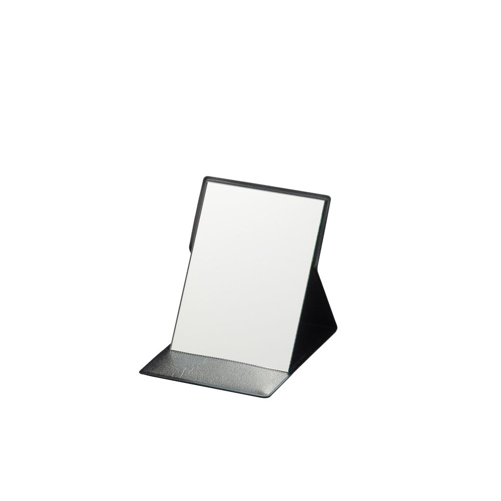 Pro Model Folding Makeup Mirror, Frameless Polished Glass with a Cushioned Fold-Out Cover, 4 Sizes, Black or Pink