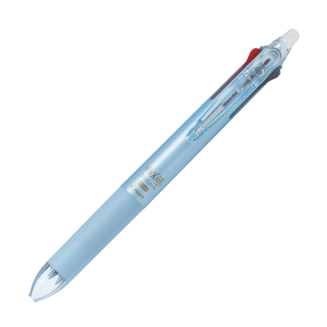 PILOT Frixion Ball 3 Slim 0.38 mm Erasable 3-Colour Ball Pen, Black, Red and Blue Ink, 12.8 mm Slim Body, 144.9 mm, Pearl Green, Orange, Pink, Violet, Blue, Silver or Clear