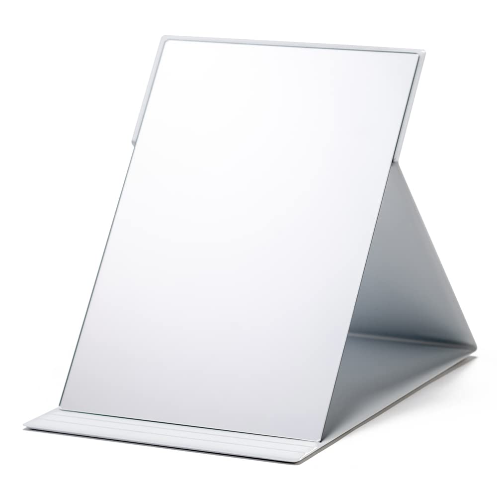 Horiuchi Mirror Pro-Model Folding Standing Mirror, Frameless Lightweight Makeup Mirror in S, M, L and LL Sizes, White or Black, Made in Japan