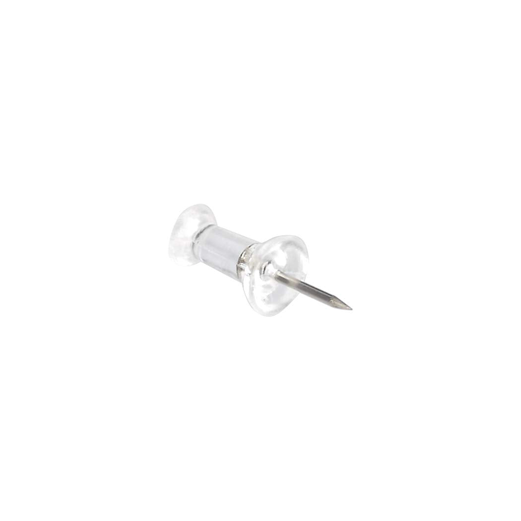 Amazon Basics Clear Push Pins, 200 Pins with Steel Points and 12 mm Plastic Heads in a Clear Tub, for Cork, Foam and Card Boards, 7 x 7 x 6 cm