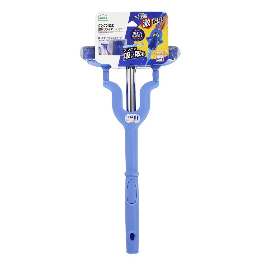Azuma Gungun Water-Absorbing Wringer Wiper Mini AZ262, PVA Sponge Wiper for Windows, Walls and Bathrooms, About 19 x 43 x 4.3 cm, 230 g, Blue