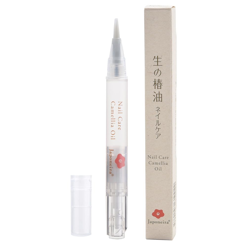 Japoneira Raw Camellia Oil Nail Care Pen, 2.5 mL Click-Type Cuticle Oil with Japanese Camellia Seed Oil and a Soft Rose Scent