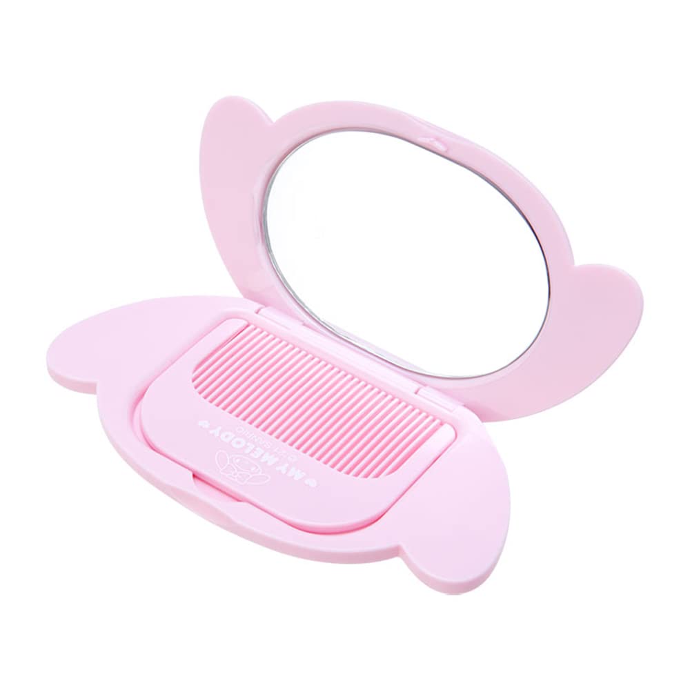 Sanrio Character Face-Shaped Folding Mirror and Comb Set, Compact Pocket Mirror, 7 Characters