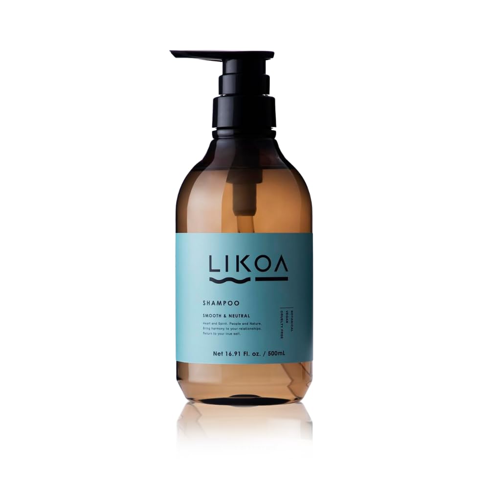 LIKOA Smooth and Neutral Shampoo, 500 mL, Hawaii-Inspired Vegan Non-Silicone Sulfate-Free Shampoo with Hyaluronic Acid