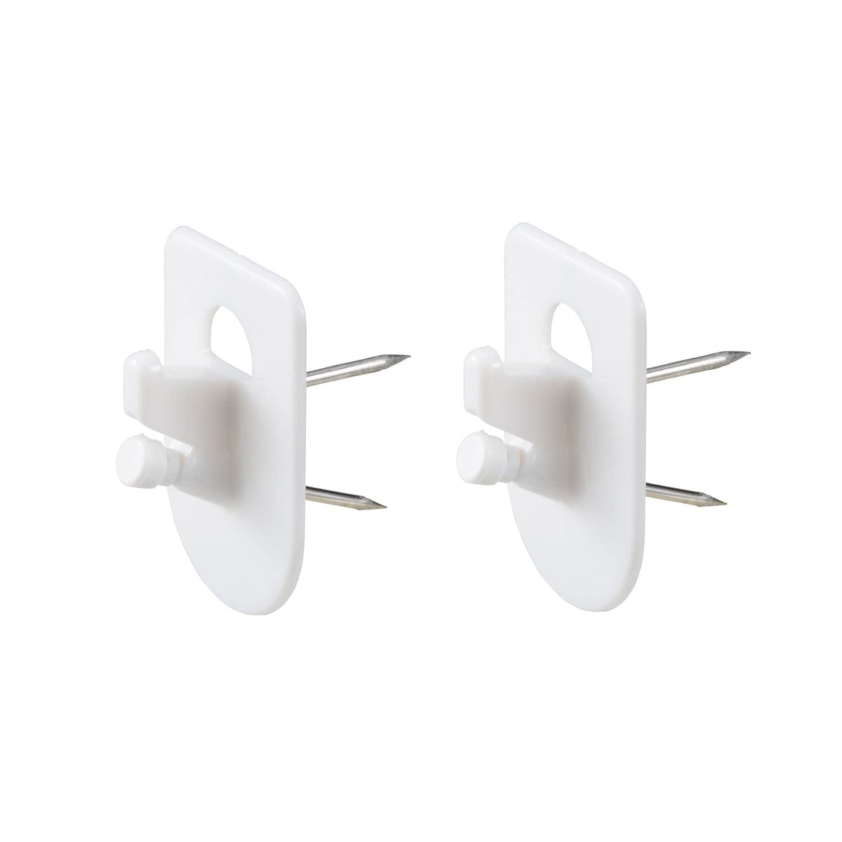 LEC Clock Pin Hook Set of 2, Plasterboard Pins That Hold a Clock Flat to the Wall, Holds 1.5 kg, About 20 x 30 x 28 mm