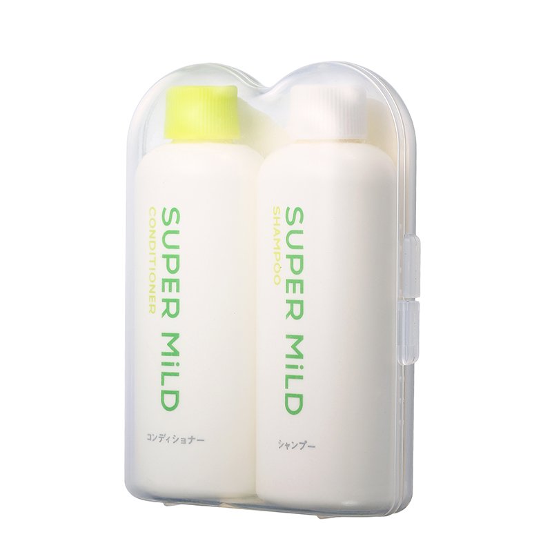 Shiseido Super Mild Shampoo and Conditioner Travel Set, Mini 50mL + 50mL in Carry Case