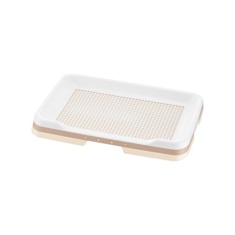 Richell Easy-Clean Step Tray Regular Ivory 47.9 x 35.2 x 4.9 cm, Dog Toilet Tray with Raised Rim and Removable Mesh, Made in Japan