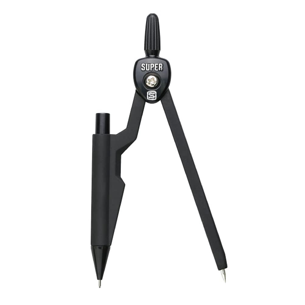 Sonic Super Compass Knock 503, Mechanical Pencil Compass for 0.5 mm Lead with Centre Mechanism Head and Short Safety Needle, 136 x 40 x 18 mm, Black