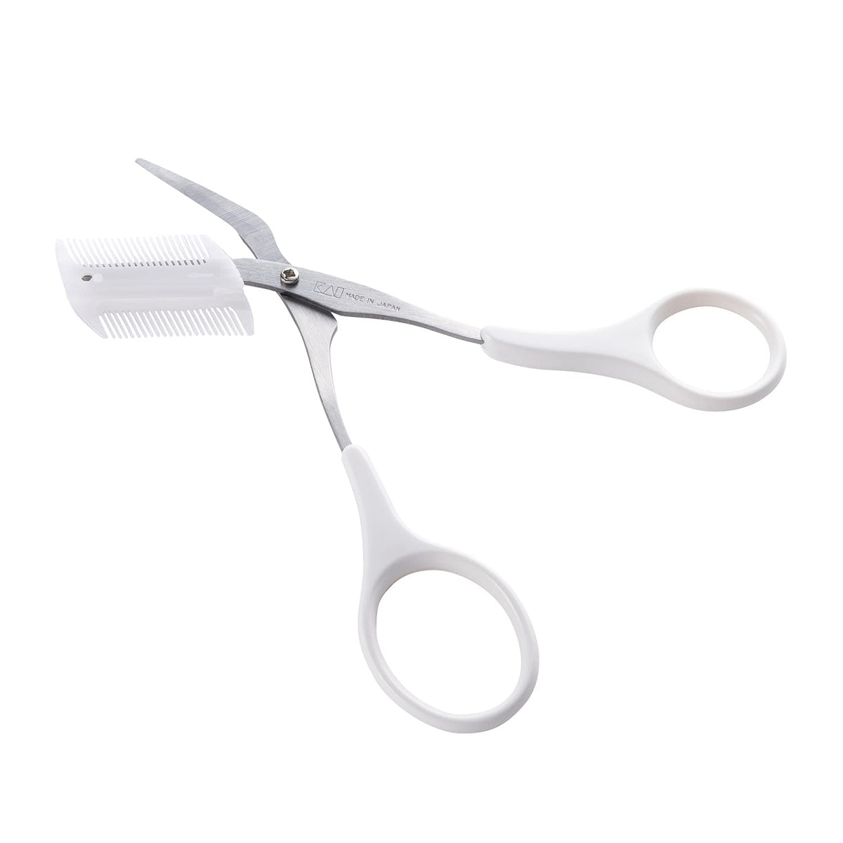 KAI Eyebrow Scissors with Detachable 2-Way Comb KQ3042, Long-Handle Brow Trimming Scissors for Right Hand, Made in Japan