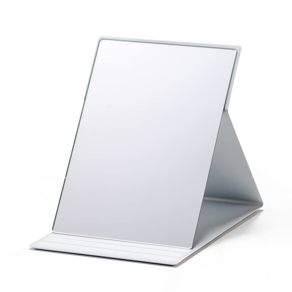Horiuchi Mirror Pro-Model Folding Standing Mirror, Frameless Lightweight Makeup Mirror in S, M, L and LL Sizes, White or Black, Made in Japan