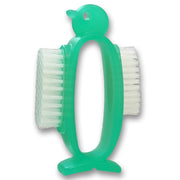 Azuma Nail Care Penguin Dual Brush, Green, Hand and Nail Washing Brush with Two Bristle Types