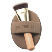 THE TOOL LAB Foundation Brush 101B and Tension Puff Set, Flat Ultra-Fine Brush with Puff and Case for Layered Base Make-up