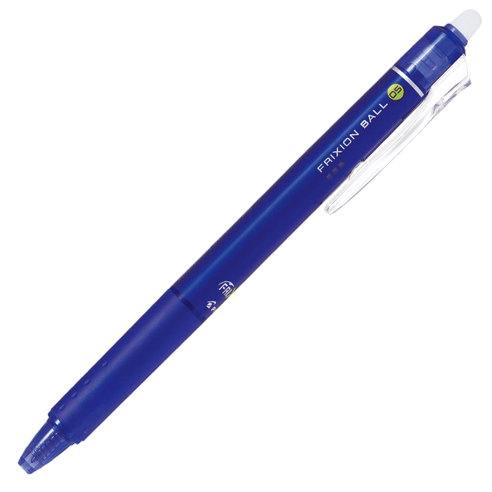 PILOT Frixion Ball Knock 0.5 mm Erasable Knock Ball Pen, Frixion Ink, 11.1 x 146 mm, Blue, Light Blue, Green, Orange or Pink, 1 Pen or 3 Pens
