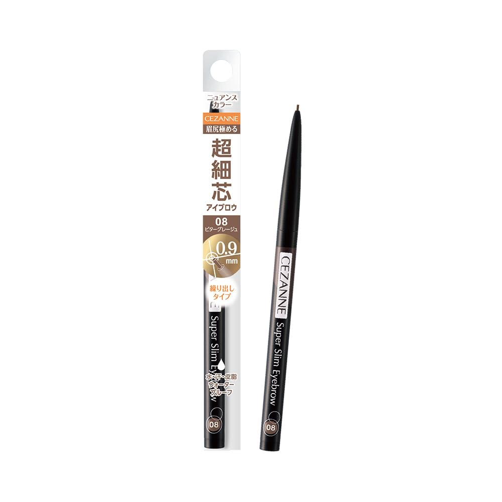 Cezanne Super Slim Eyebrow Pencil, 0.9 mm Twist-Up Waterproof Brow Pencil, 8 Shades