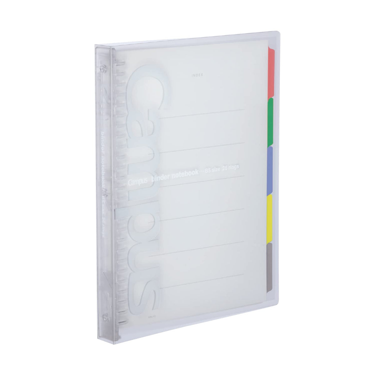 Kokuyo Campus Loose-Leaf Binder, B5 26 Holes for Up to 100 Sheets, Slide-Ring Plastic Binder with Translucent PP Cover, 272 x 215 x 29 mm, Eight Colours