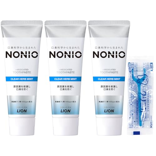 NONIO Clear Herb Mint Toothpaste — 130g × 3 + Floss — Amazon Japan source image 2